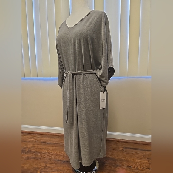 Sympli Women's Size 6 Slouchy V Neck Dress With Belt Gray 38" Long - Picture 8 of 10